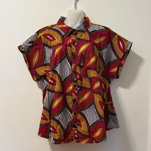 D'IYANU Red and Yellow Patterned Shirt